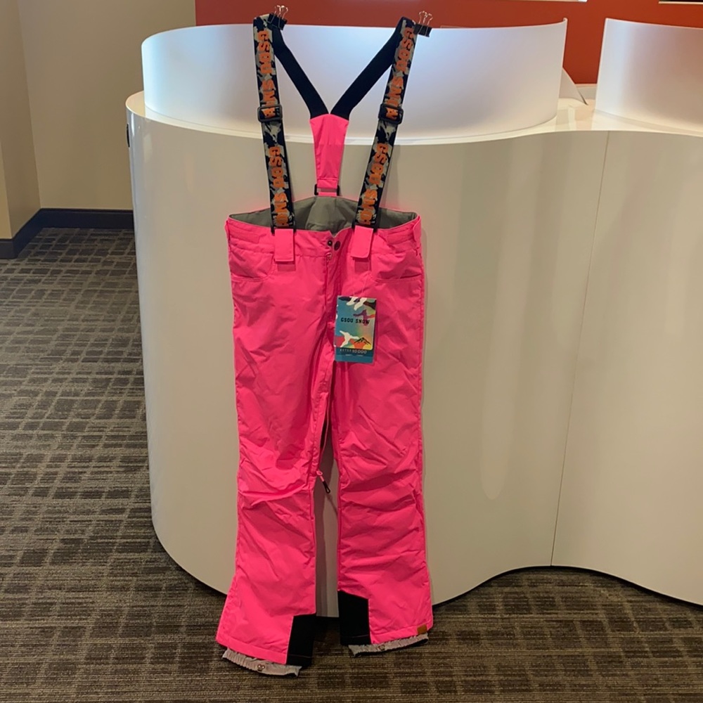 Pink snow bibs pants